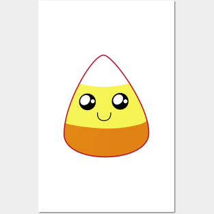 Cute Happy Candy Corn (Bright Green) Posters and Art